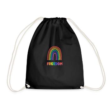 Cute Pride Month Rainbow Freedom Celebration Party - Drawstring Bag - black - Front