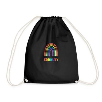 Cute Rainbow Pride Month Equality Celebration - Drawstring Bag - black - Front