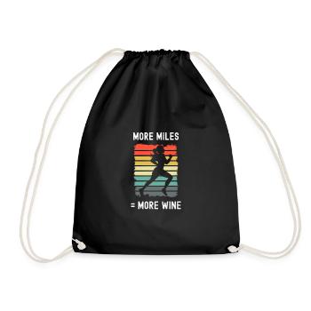 Female Long Runner More Miles Equals More Wine - Drawstring Bag - black - Front