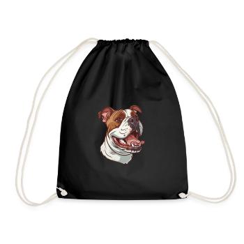 American Bulldog Geschenk | Cartoon Artwork - Turnbeutel - Schwarz - Vorne
