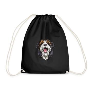 Collie barbu | Illustration de dessin animé - Sac de sport léger - noir - Devant