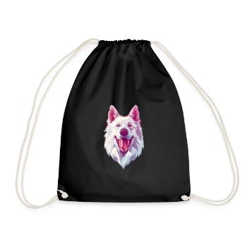 Berger Blanc Suisse | Berger blanc | Caricature - Sac de sport léger - noir - Devant