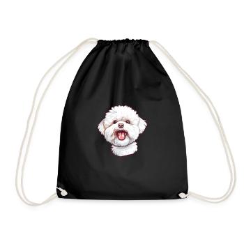 Bichon frisé | Illustration de dessin animé - Sac de sport léger - noir - Devant