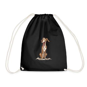Borzoi | Cartoon Artwork - Turnbeutel - Schwarz - Vorne