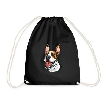 Bullterrier | Cartoon Artwork - Turnbeutel - Schwarz - Vorne