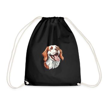 Clumber Spaniel | Cartoon Artwork - Turnbeutel - Schwarz - Vorne