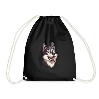 Jämthund Swedish Elkhound Cartoon Artwork - Drawstring Bag - black - Front
