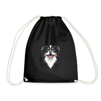 Japan Chin | Japanese Chin | Cartoon Artwork - Drawstring Bag - black - Front
