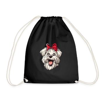 Malteser | Maltese | Cartoon Artwork - Turnbeutel - Schwarz - Vorne