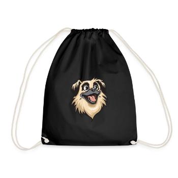 Pékinois | Illustration de dessin animé - Sac de sport léger - noir - Devant