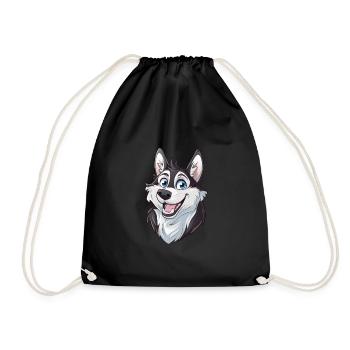 Siberian Husky | Cartoon Artwork - Drawstring Bag - black - Front