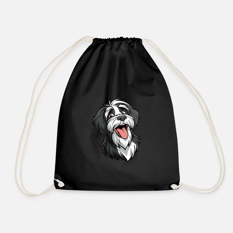 Tibet Terrier | Tibetan Terrier | Cartoon Artwork - Turnbeutel - Schwarz