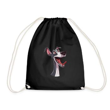 Greyhound | Greyhound | Cartoon Artwork - Drawstring Bag - black - Front