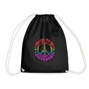 Proud to be different - Peace Logo Pride Love - Drawstring Bag - black - Front