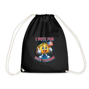I vote for Taco Tuesday - Taco with USA flag - Drawstring Bag - black - Front
