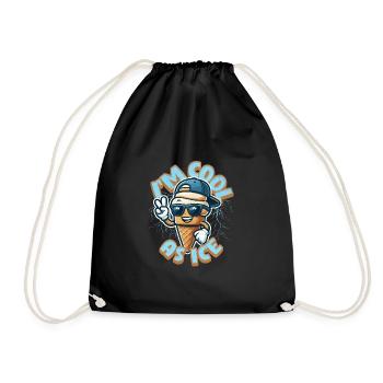 Ich bin cool wie Eis - süßes Kawaii Eiscreme-Maskottchen - Turnbeutel - Schwarz - Vorne