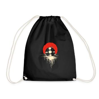 Vinyl Sunset for all music lovers - Drawstring Bag - black - Front