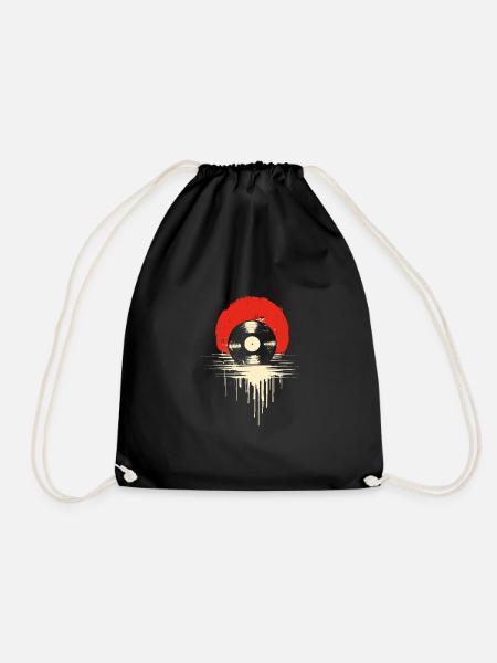 Vinyl Sunset for all music lovers - Drawstring Bag - black
