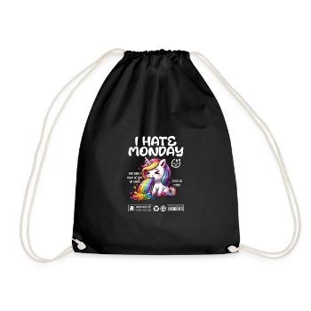 Unicorn I Hate Monday Office Humor Coworkers T-Shirt - Drawstring Bag - black - Front