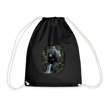Gorilla Affe Tier Baby Jungtier Äffchen Gorillas - Turnbeutel - Schwarz - Vorne