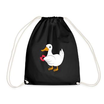 Ente mit Donut - Turnbeutel - Schwarz - Vorne