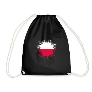 Poland flag blot stain splatter paint stain - Drawstring Bag - black - Front