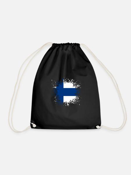 Finnland Flagge Banner Land Suomi EU Land - Turnbeutel - Schwarz