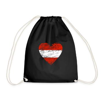 Austria flag vintage heart love Austria Vienna - Drawstring Bag - black - Front