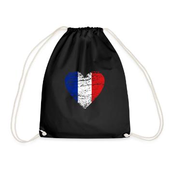 Drapeau France Vintage Occasion Look Coeur Amour FR - Sac de sport léger - noir - Devant