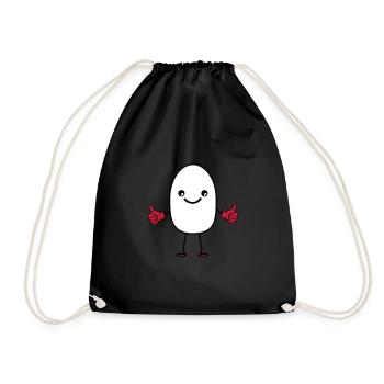 laughing egg - Drawstring Bag - black - Front