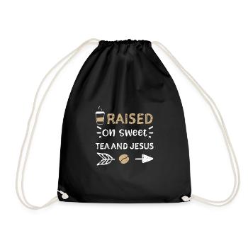 Raised On Sweet Tea And Jesus - Drawstring Bag - black - Front