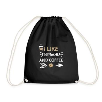 I Like Elephants And Coffee - Turnbeutel - Schwarz - Vorne