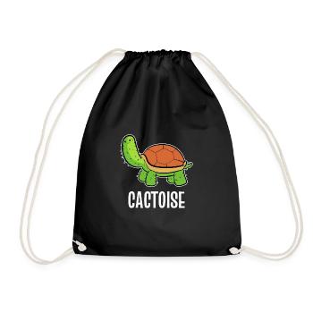 Cactoise animal and cactus lovers gift - Drawstring Bag - black - Front