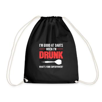Good in darts. Alcoholic Person Gift - Drawstring Bag - black - Front