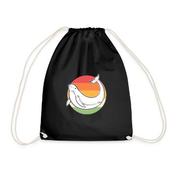 Narwhal Vintage Ozeanographie Geschenk - Turnbeutel - Schwarz - Vorne