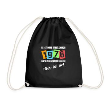 Legende ist 1976 geboren. Geburtstagsspruc - Turnbeutel - Schwarz - Vorne