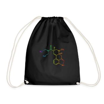 LSD molecule Bicycle Day Acid chemistry drug drug - Drawstring Bag - black - Front