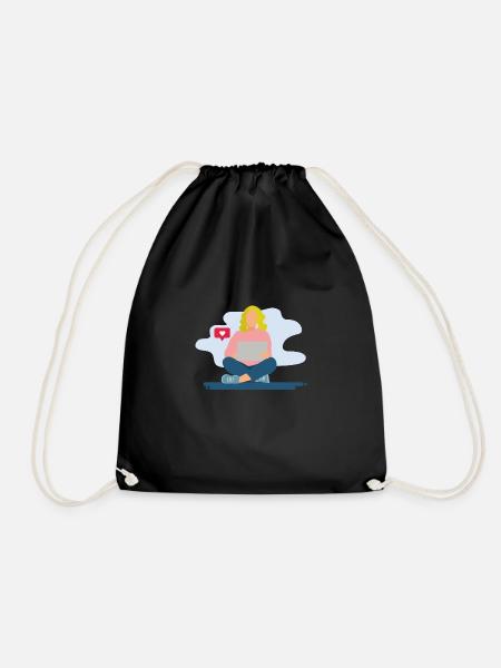 Girls on the laptop - Drawstring Bag - black