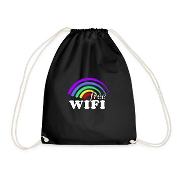 Kostenloses Regenbogen WiFi - Free Rainbow WiFi - Turnbeutel - Schwarz - Vorne