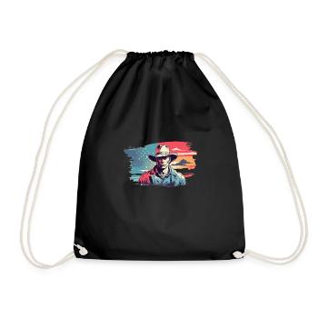 cow-boy vintage - Sac de sport léger - noir - Devant