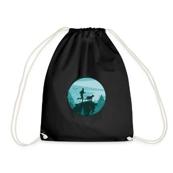 Canicross cross-country run with dog Canicross runner - Drawstring Bag - black - Front