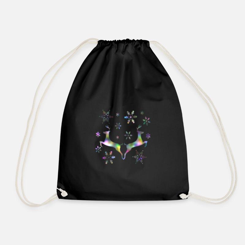 Reindeer Christmas - Drawstring Bag - black