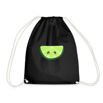 kawaii lime - Drawstring Bag - black - Front