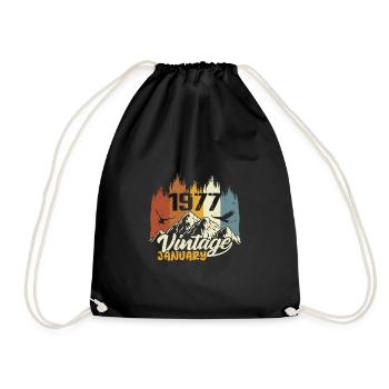 Birthday January 1977 - Gift January 1977 - Drawstring Bag - black - Front