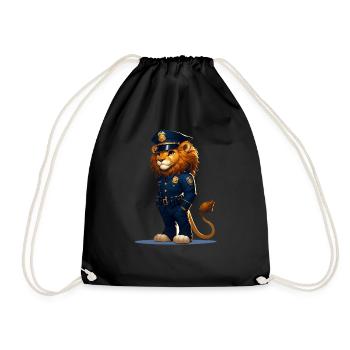 Officier de police Lion mignon - Sac de sport léger - noir - Devant