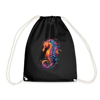 Colorful seahorse - Drawstring Bag - black - Front