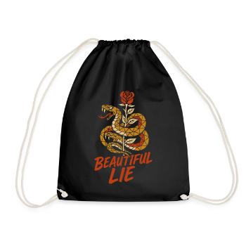 Beautiful Lie – Seductive Snake-Rose Design - Drawstring Bag - black - Front