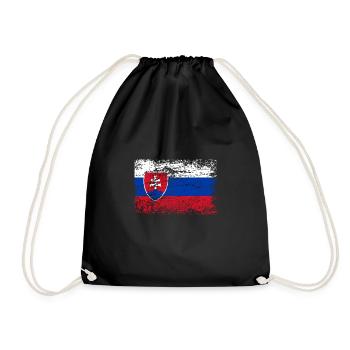 Slowakei Flagge Used Look - Turnbeutel - Schwarz - Vorne