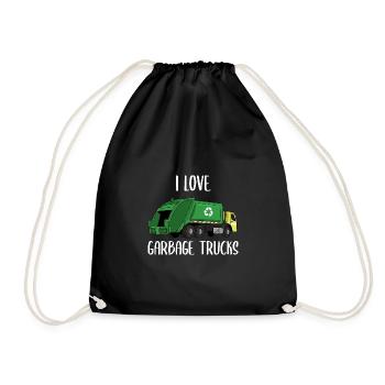 Müllwagen Liebe Müllabfuhr Kind Junge I Geschenk - Turnbeutel - Schwarz - Vorne
