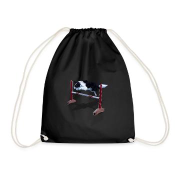 Süßes Border Collie Agility Sport T-Shirt - Turnbeutel - Schwarz - Vorne